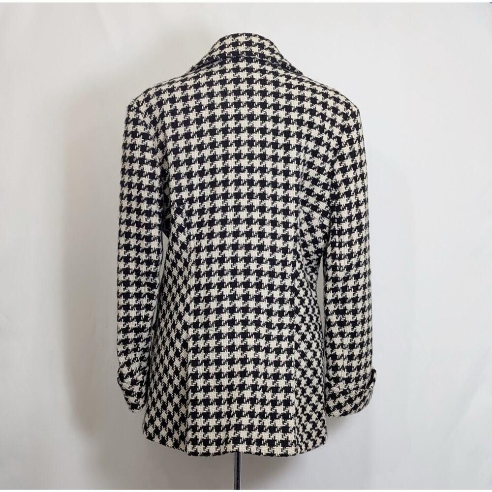 Mackintosh New England Coat Women's Size 14 Black White Houndstooth Swing - Picture 5 of 7